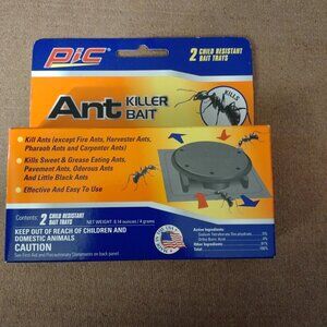 PIC Ant Killer Bait Trays 2 Pack Child-Resistant Traps For Household Ant Control